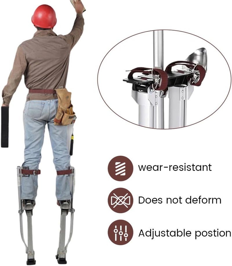 QKDS 2 Pack Drywall Stilts Heel Bracket Replacement Kits, Stilt Heel Bracket Replacement Kit Aluminum Adjustable Part for Painting(Silver) - Image 3